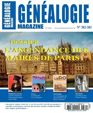 Généalogie Magazine N°382-383 – Décembre 2019-Février 2020  [Magazines]